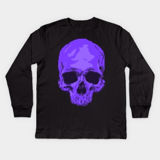 Purple Pixelation Skull Kids Long Sleeve T-Shirt